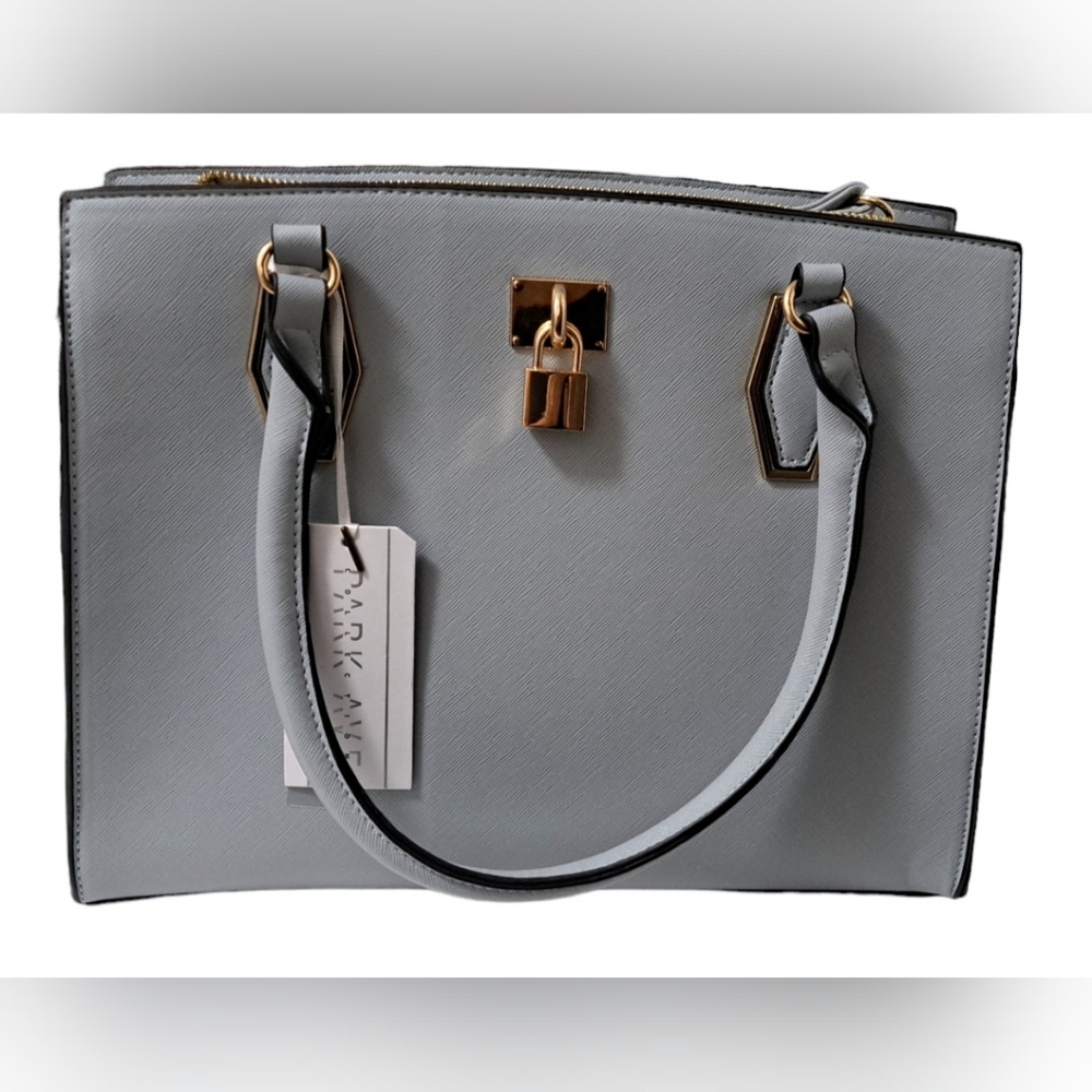 Vegan Shoulder Handbag Tote Satchel Purse Sky blue